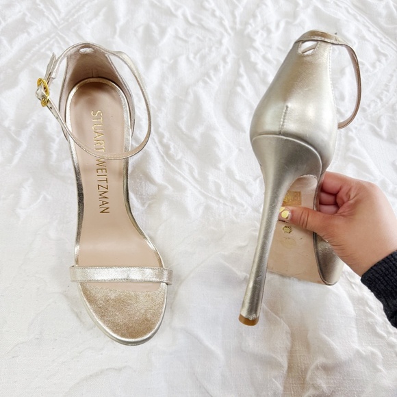 Stuart Weitzman Nudistcurve Hollywood Ankle-Strap Platform Sandals Size 8.5 - Picture 8 of 9